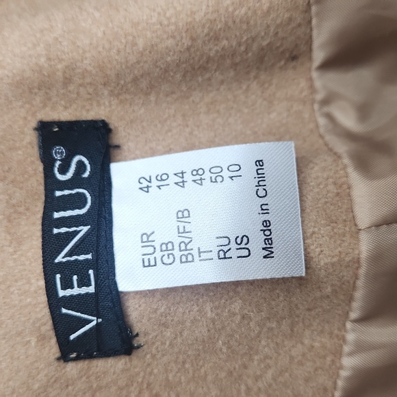 Women's Venus Tan Wool Blend Pea Coat Sz 10 NWOT - Picture 11 of 11